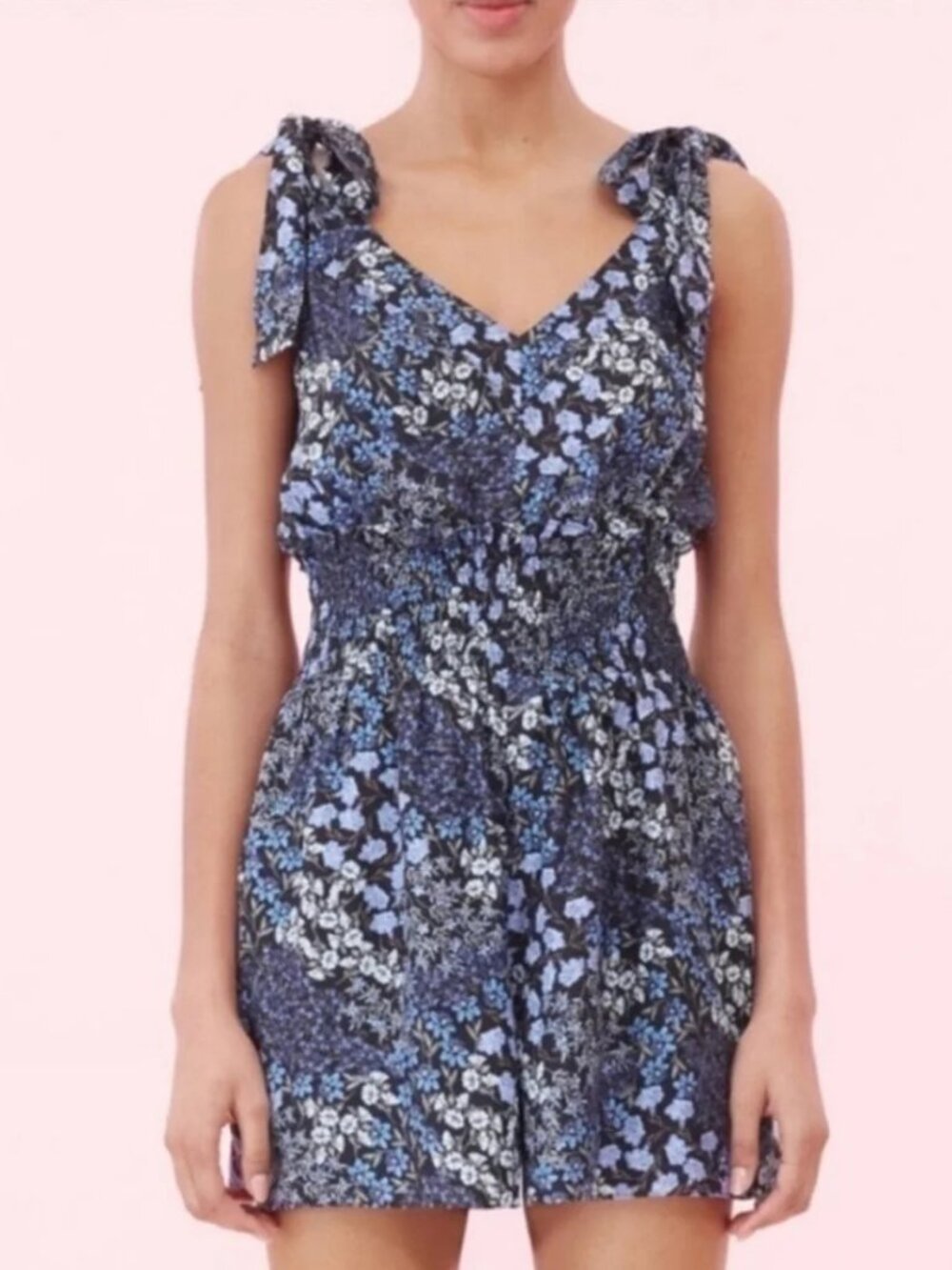 Rebecca Taylor | Ava Smocked Floral Silk Romper